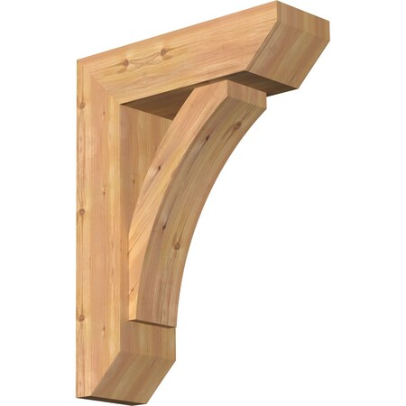 Ekena Millwork Thorton Slat Smooth Bracket w/ Offset Brace, Western Red Cedar, 7 1/2"W x 24"D x 32"H BKT0806X24X32THR06SWR